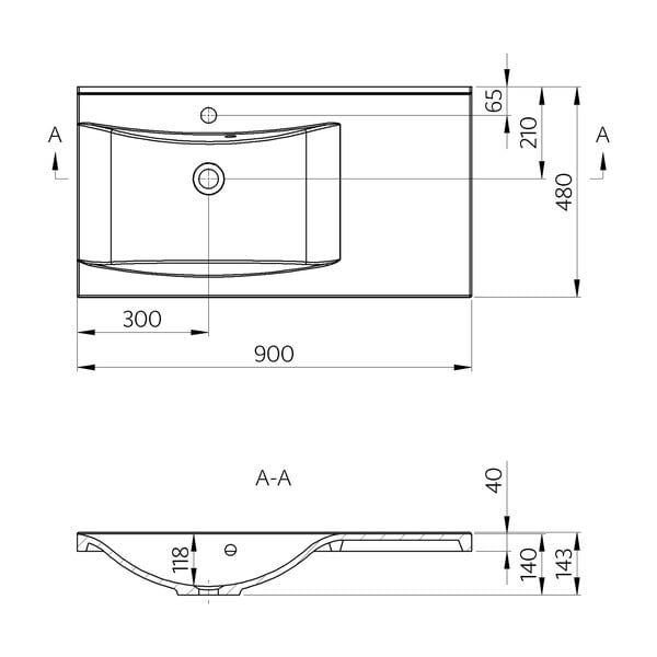 Valge valatud marmorist valamu 90x48 cm Luciola - Sapho-image-4
