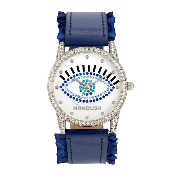 Dámské hodinky s modrým koženým páskem Manoush Envy