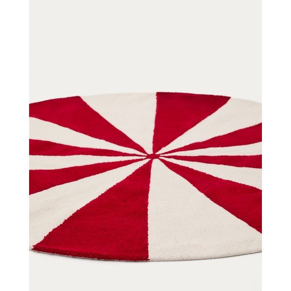 Punane/valge laste puuvillasegust vaip ø100 cm Wirla - Kave Home-image-3