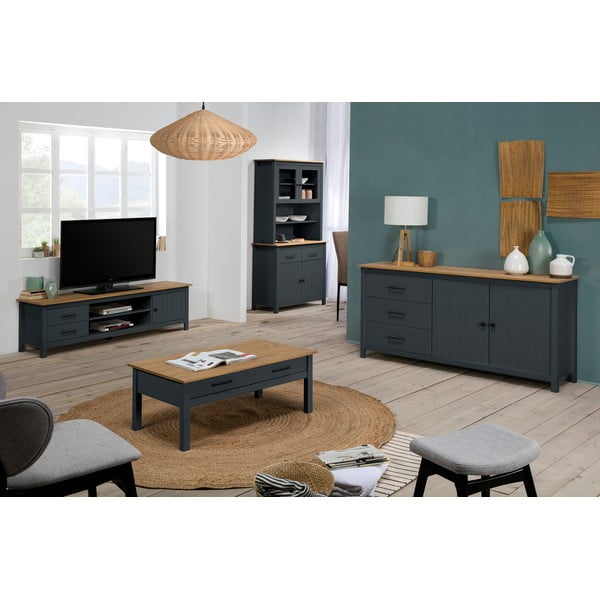 Tumesinine männipuidust kummut 150x80 cm Miranda – Marckeric-image-1