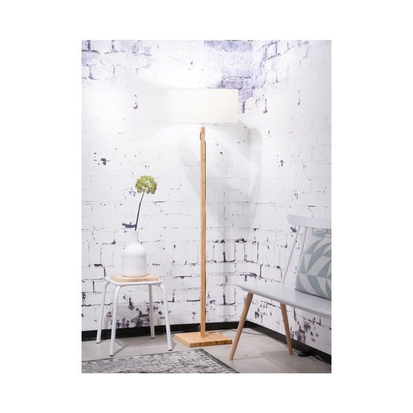 Valge varju ja Fuji bambusest konstruktsiooniga põrandalamp - Good&Mojo-image-4