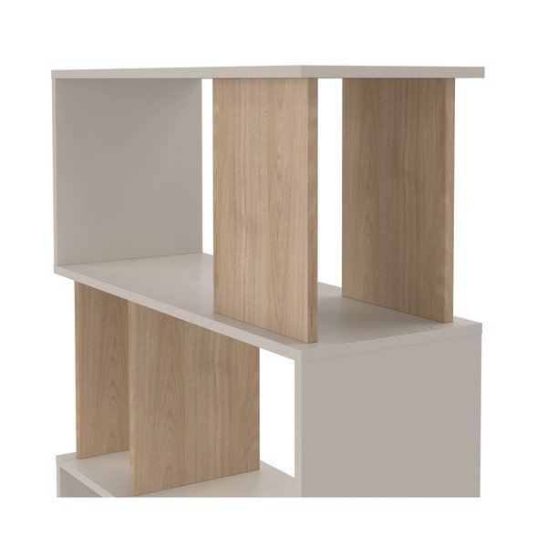 Kreemikas raamaturiiul tammepuust dekooriga 80x173,5x29,5 cm Maze - Tvilum-image-2