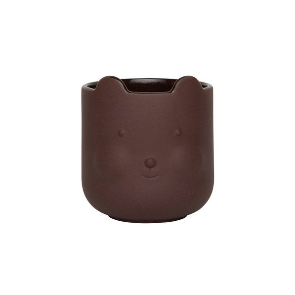 Käsitööna valminud terrakota lillepoti kate ø 9 cm Bear - OYOY Mini