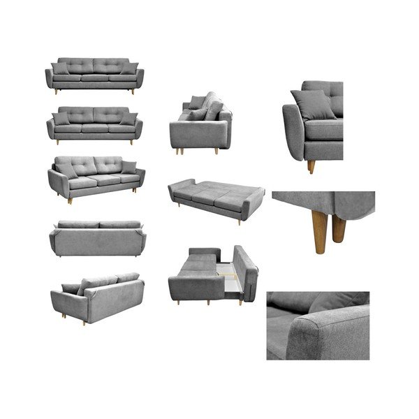 Šedá rozkládací pohovka se světlými nohami Mazzini Sofas Rose-image-1