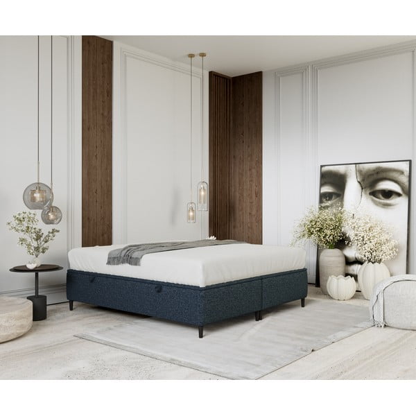 Tumesinine polsterdatud kaheinimese voodi koos panipaigaga 160x200 cm Tate - Maison de Rêve-image-4