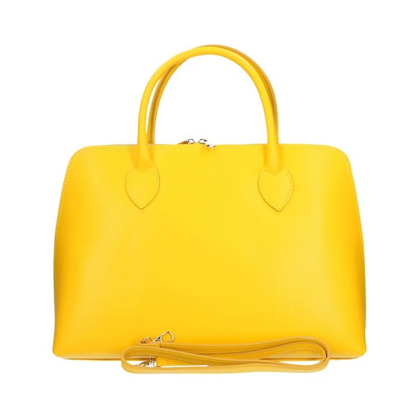 Žlutá kožená kabelka Chicca Borse Arancio