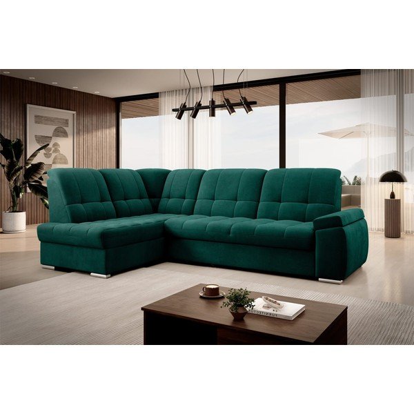 Roheline sametist lahtikäiv/sahtliga nurgadiivan (vasak nurk/L-kujuline) Sado – ELTAP-image-4