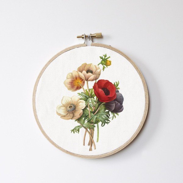Seinakaunistus Stitch Hoop , ⌀ 27 cm Flowers - Surdic