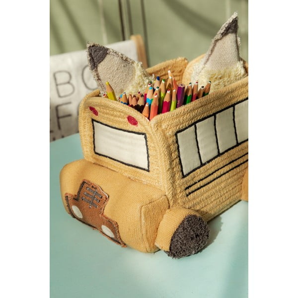 Ookerkollane kangast laste mänguasjakorv 22x19x15 cm School Bus - Lorena Canals-image-2