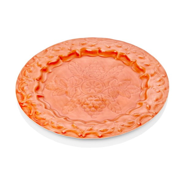 Oranžový ručně kovaný servírovací talíř The Mia Duggal, ⌀ 43 cm