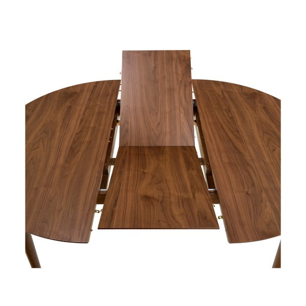 Ümmargune pikendatav pähklipuu spoonist lisaplaadiga söögilaud ø 115 cm Montreux - Actona-image-4