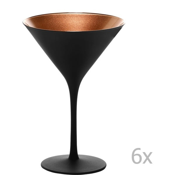Sada 6 černo-bronzových sklenic na koktejly Stölzle Lausitz Olympic Cocktail, 240 ml