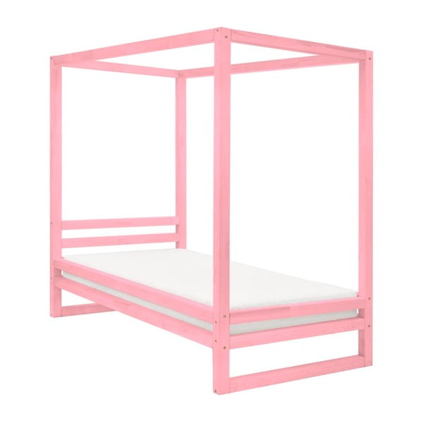 Růžová dřevěná jednolůžková postel Benlemi Baldee, 190 x 120 cm