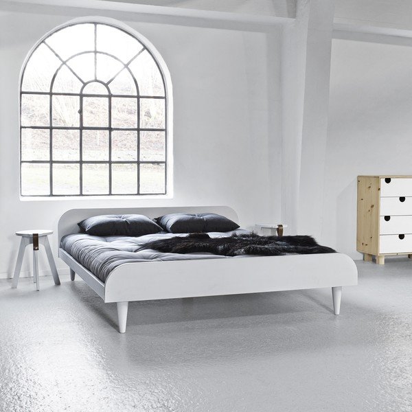 Dvoulůžková postel z borovicového dřeva s matrací Karup Design Twist Comfort Mat White/Natural, 180 x 200 cm-image-1