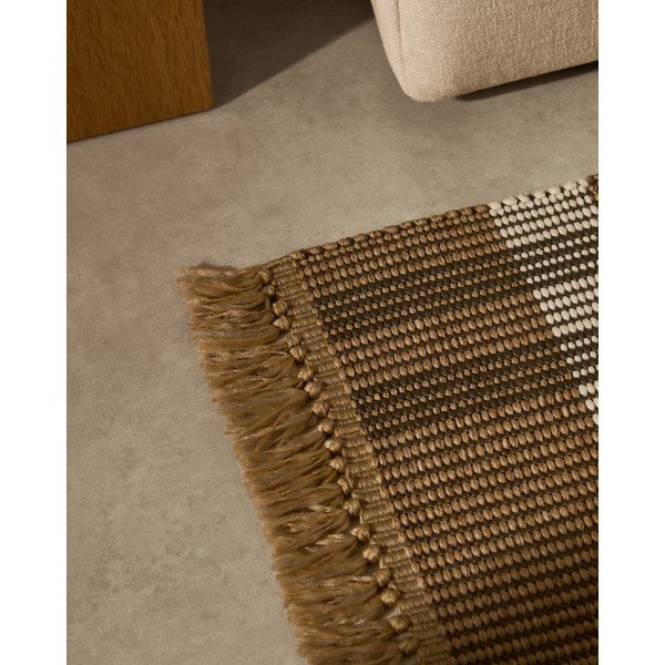 Beež kahepoolne/käsitsi kootud vaip 60x90 cm Barani - Kave Home-image-2