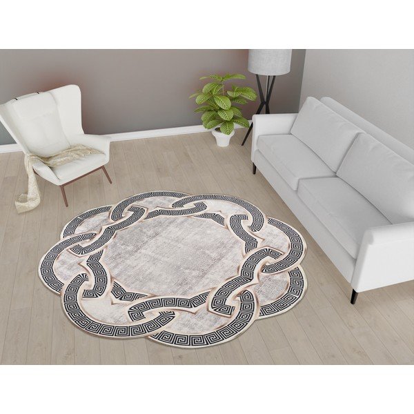 Hall/beež ümmargune vaip ø 80 cm - Vitaus-image-1