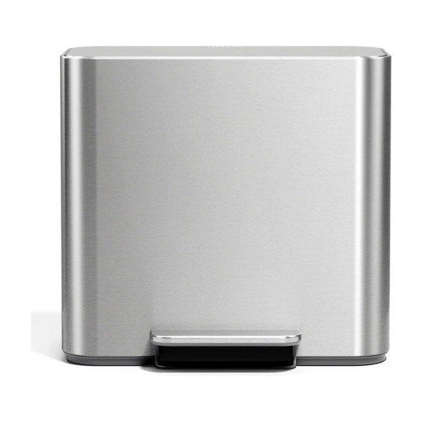 Roostevabast terasest prügikast sorteeritud jäätmete/jäätmete astmelise konteineri jaoks, matt hõbedane, 15 l Dual Mini - simplehuman-image-3