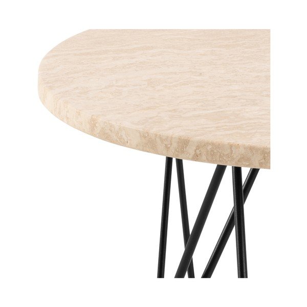 Beež ümmargune marmorimitatsiooniga diivanilaud ø 55 cm Prunus - Actona-image-4