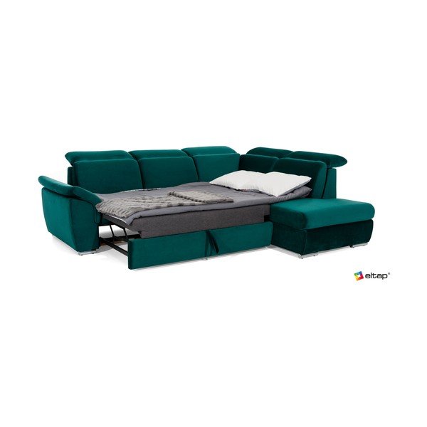 Roheline sametist lahtikäiv/sahtliga nurgadiivan (vasak nurk/L-kujuline) Loreto – ELTAP-image-2