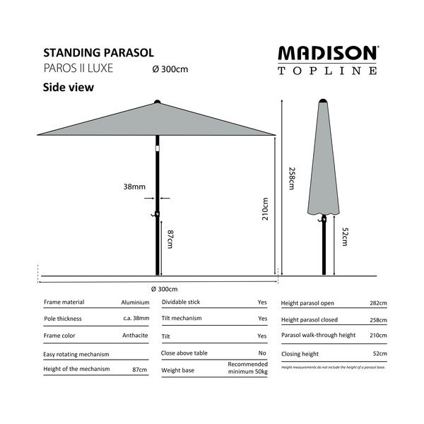 Beež päikesevarju ø 300 cm Paros II - Madison-image-1