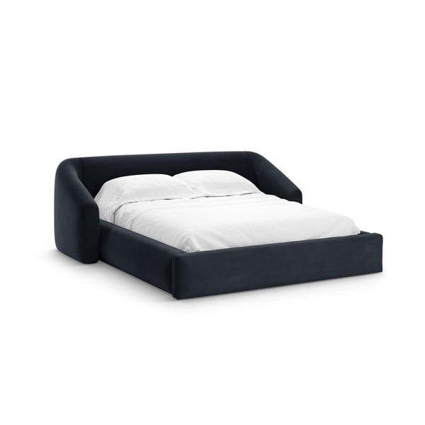 Tumesinine polsterdatud kaheinimesevoodi, koos panipaiga ja restiga 160x200 cm Campi – Cosmopolitan Design