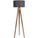 Must-pruun põrandavalgusti tekstiilist varjuga (kõrgus 153 cm) Tripod - Opviq lights