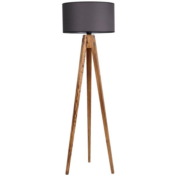 Must-pruun põrandavalgusti tekstiilist varjuga (kõrgus 153 cm) Tripod - Opviq lights