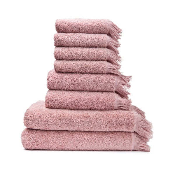 Komplektis 6 roosat rätikut ja 2 vannirätikut 100% puuvillast. - Bonami Selection