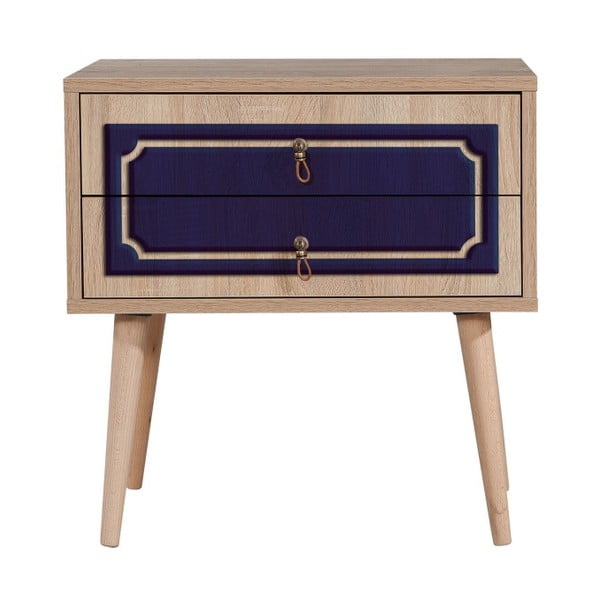 Noční stolek se 2 zásuvkami Two Blue Classic, 40 x 60 cm
