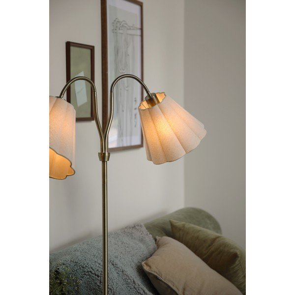 Beež/messingvärvi linane põrandalamp painutatava konstruktsiooniga (kõrgus 149 cm) Veya - Markslöjd-image-1