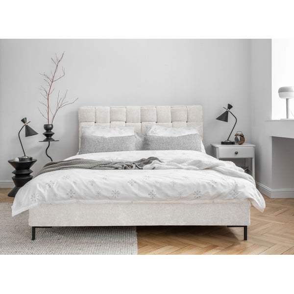 Kreem polsterdatud kaheinimesevoodi koos voodipõhjaga 180x200 cm Eve - Miuform-image-1