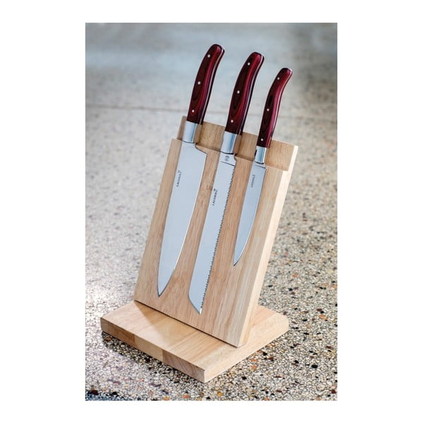 Sada 3 nožů s dřevěným stojanem Laguiole Isaie