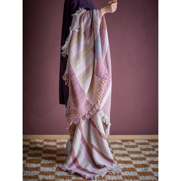 Taaskasutatud puuvillast pruun tekk 130x160 cm Lane - Bloomingville-image-1