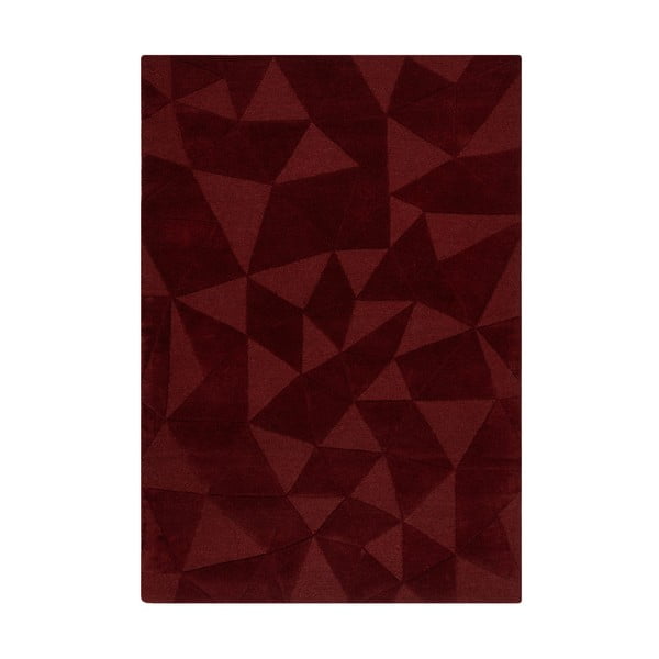 Burgundiapunane käsitsi kootud villane vaip 160x230 cm Shard Red - Flair Rugs