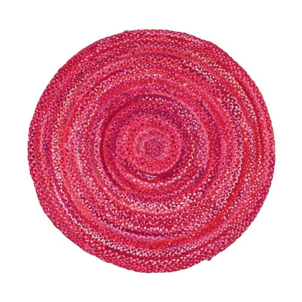 Růžový bavlněný kruhový koberec Eco Rugs, Ø 150 cm