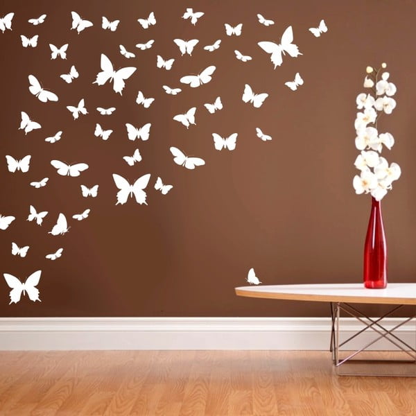 Samolepka na stěnu Wallvinil Motýlí ráj, bílý