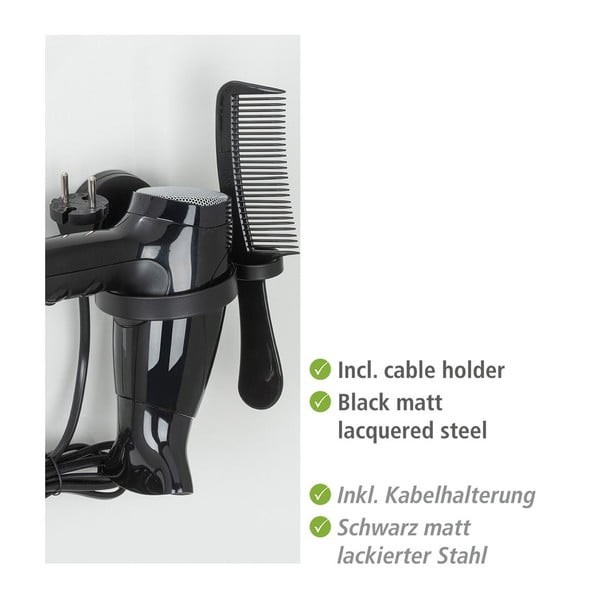 Must fööni seinakinnitus Wenko Static-Loc® Pavia -image-1