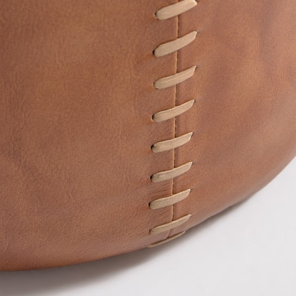 Konjaki pruunist nahast puff Cesia - Kave Home-image-2