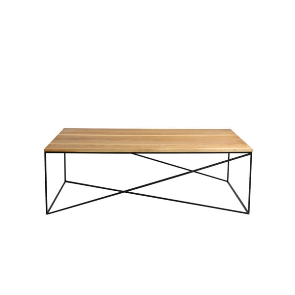 Konferenční stolek s černým podnožím a dubovou deskou Custom Form Memo, délka 140 cm