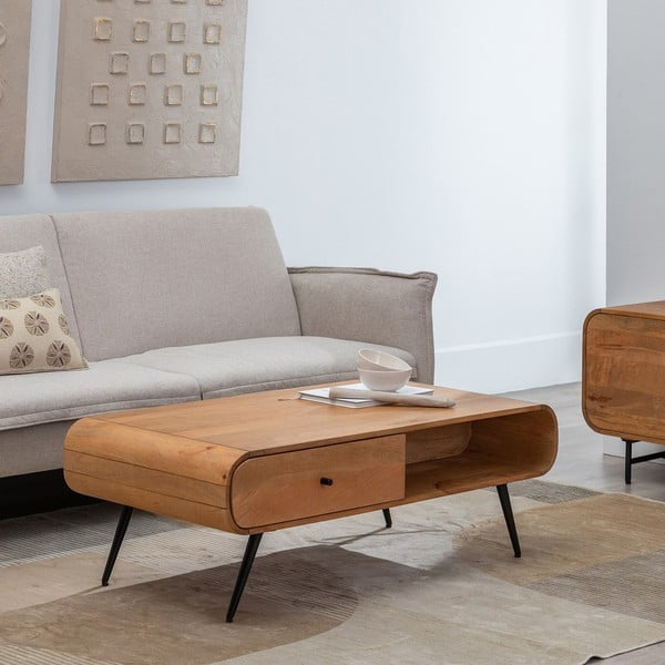 Valge seedri täispuidust diivanilaud 60x120 cm Mahón - Ixia-image-1