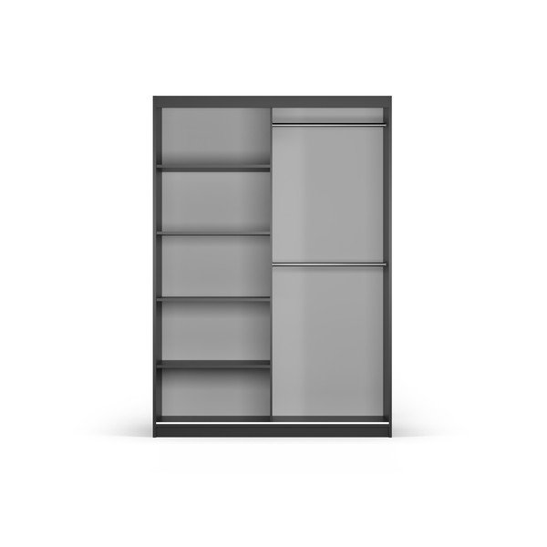 Must peegli- ja lükandustega riidekapp 151x215 cm Lisburn - Cosmopolitan Design-image-3