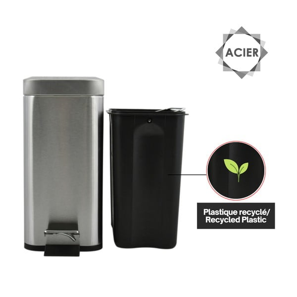 Matt hõbedane terasest prügikast 5 l Erik - Spirella-image-4