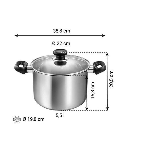 Roostevabast terasest kaanega pott induktsioonpliidile 5,5 l Brava - Tescoma-image-3