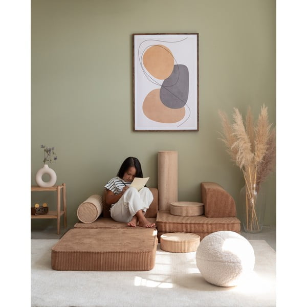 Pruun velvetist laste diivan 132 cm Settee - Wigiwama-image-1