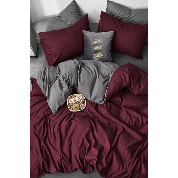 Burgundia-hall puuvillane kahekohaline voodilina/ pikendatud voodilina 200x220 cm - Mila Home