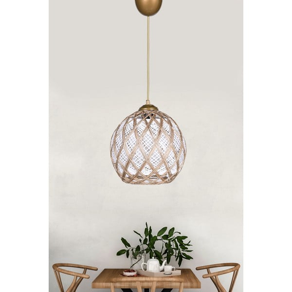 Valge-beež rippvalgusti tekstiilist varjuga ø 22 cm - Opviq lights-image-1