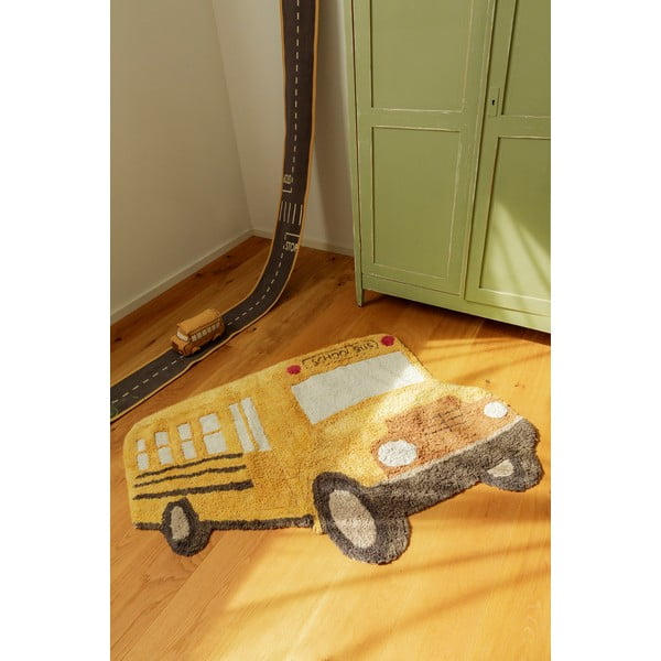 Ookerkollane pestav/käsitsi kootud puuvillane lastevaip 90x130 cm School Bus - Lorena Canals-image-2
