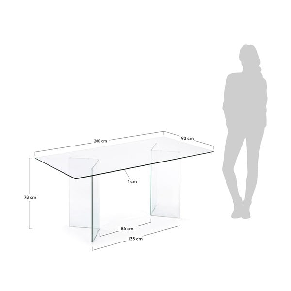 Klaasist söögilaud 90x200 cm Burano - Kave Home-image-4