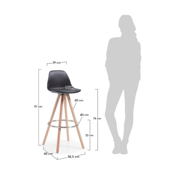 Sada 2 černých barových židlí La Forma Stag-image-1