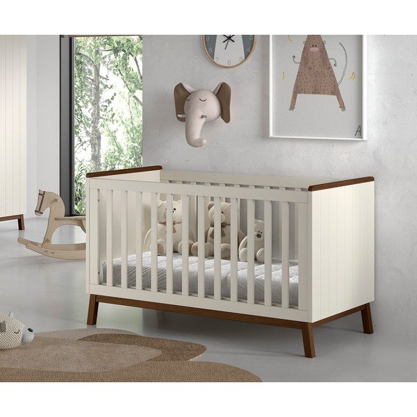 Beež männipuidust eemaldatava külje/reguleeritava kõrgusega võrevoodi 70x140 cm Sezane - Vipack-image-1